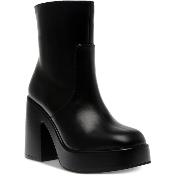 Wild Pair Women Stella High Heel Platform Booties Size US 7M Black Faux Leather - Picture 1 of 4